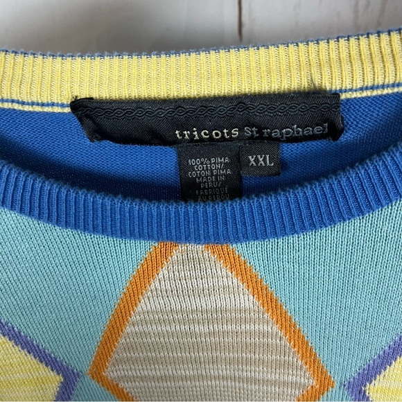 Colorful argyle golf sweater XXL Tricots St. Raphael - Picture 5 of 8